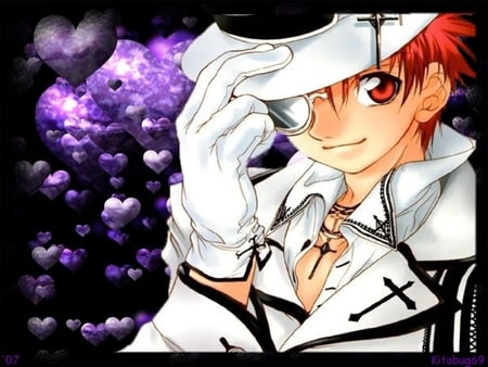 Elegant Thief - heart, dna, thief, elegant, gothic, black, white, diasuke, choker, purple, cool, suit, red, anime, dn angel