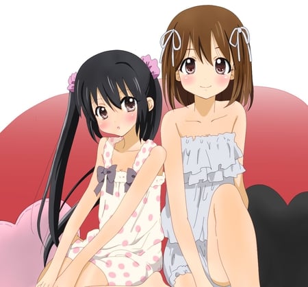 azusa and tui - girls, short hair, dress, long hair, brown hair