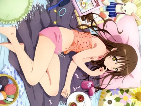 mikan - room, girl, anime, mikan