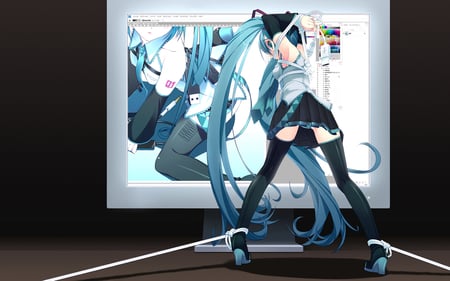 Hatsune Miku-pc slave - slave, miku, girl, pc