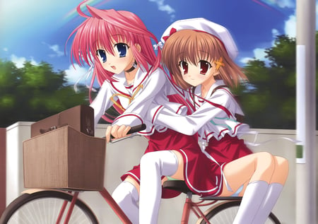 Riding A Bike - girls, anime, love, hot