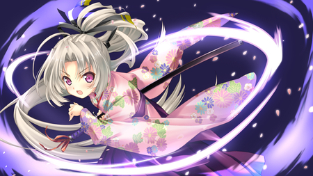 You're on - love 2 quad, pretty, anime, anime girl, girl, sword, cool, toudou chitose, katana, weapon, game cg