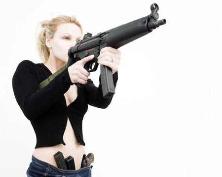 girl pointing whith gun - 3d, girl, gun