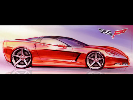 2005 chevrolet corvette c6 drawing - c6, corvette, car