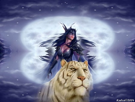 Fantasy - woman, abstract, girl, fantasy, tiger