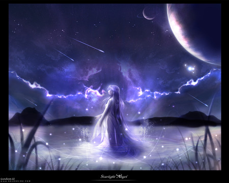 night fantasy - girl, fantasy, anime, night