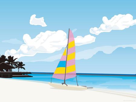 Sailboat - beach, sand, saiiling