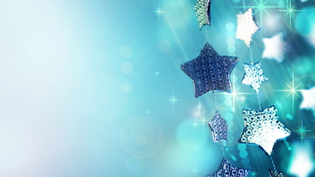 Twinkling Stars - twinkling, stars, silver, blue, hanging, sparkle