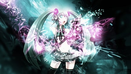 Hatsune Miku - hatsune miku, blue hair, bullets, female, vocaloid, anime, megaphone