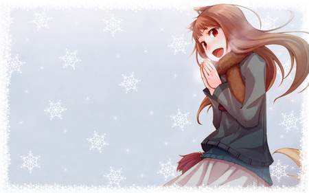 Spice & Wolf ~ Snowflakes - anime, women, spice and wolf, holo