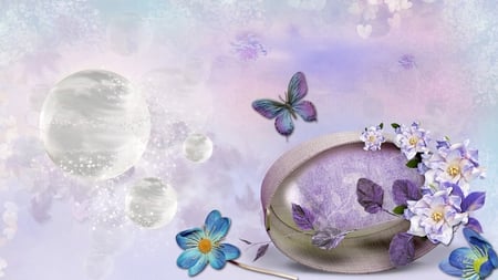 Lunar Mystery - moon, hearts, butterfly, leaves, flowers, firefox persona, lavender