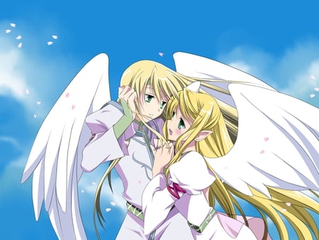 Angels - sky, angel, girl, anime, heaven, guy