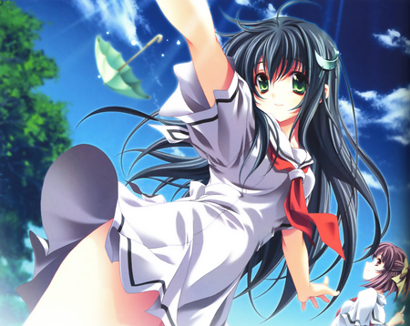 Happy - fun, girl, schooluniform, anime, happy