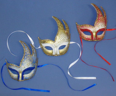 Half Glitter Masks - color, half glitter, masks, ribbons