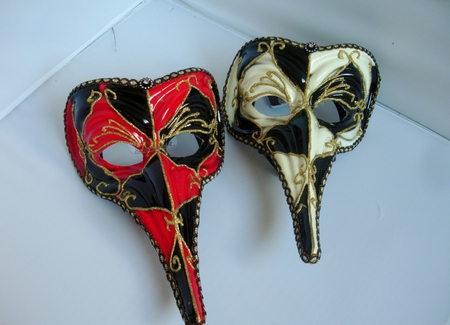 Harlequin Masks - nose, checkered, masks, harlequin