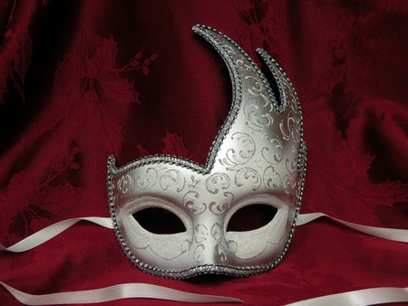 White Half Glitter Mask - white, glitter, mask, fancy