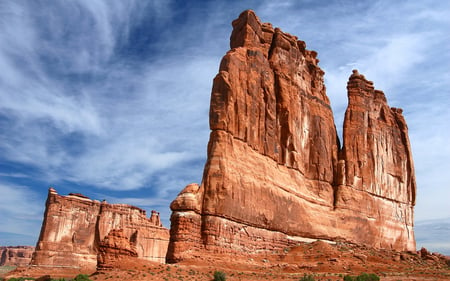 Wall of Rock - rock, clouds, canyon, sky