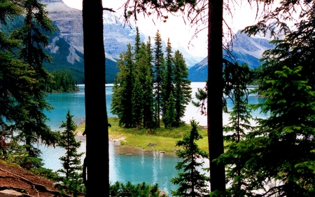 a perfect scene - nature, lake, trees, blue, photography, beautiful, mountains