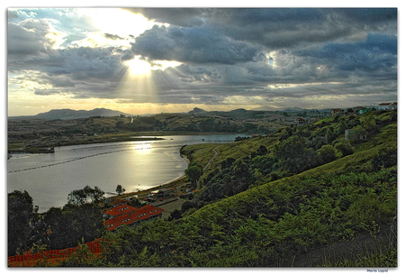 Looking Over - sky, house, water, clouds