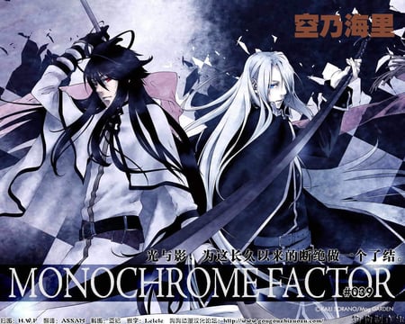 Rei and Shin - anime, monochrome factor, rei, shin