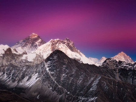 High Mountains - sky, purple, mountains, picture, beautiful, high