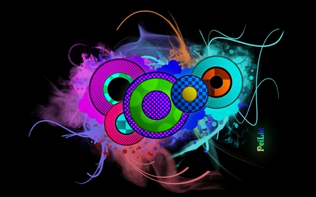 colors - black, circles, unusual, blue, colors