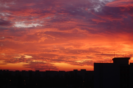 red sunset - sky, red, sunset, clouds