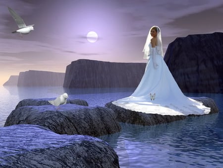 Bride of Poseidon - love, ocean, girl, poseidon, bride, sea