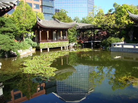 lan_su_yuan - nice, lakes, houses, trees, water, green, place