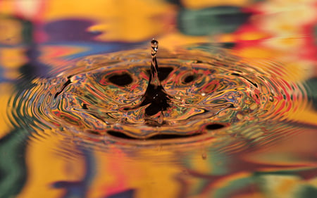 splash - pretty, drop, water, wet, droplets, reflection, closeup, orange, colorful, macro