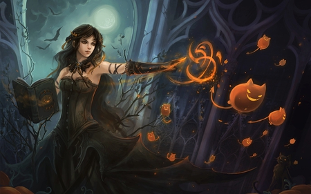 Sending the Minions - halloween, art, fantasy, magic