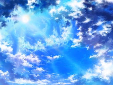 Blue Sky - sky, scenery, sunlight, clouds, blue sky, sun, blue