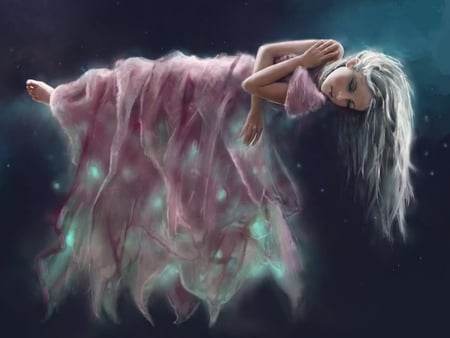 Hang In The Balance - abstract, girl, 3d, dream, fantasy, float