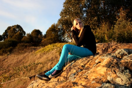 waiting - waiting, nice, lovely, female, girl, sunrise