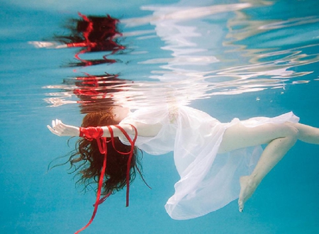 underwater - white, beauty, red, hair, photography, water, lovely, underwater