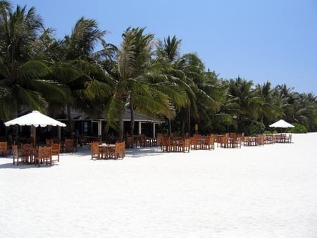 Beach Cafe - cafe, ocean, sand, beach