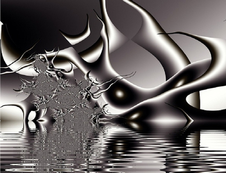 FRACTAL IN WATER - abstract, 3d and cg, fractal, other