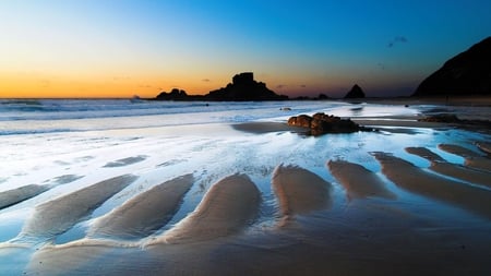 Sand_Sea_Sunrise - beach, beautiful, sea, sunrise, sand, nature, view, wave, sky