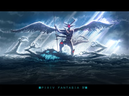 Demon Rules - wings, anime, dragon, tree, pixiv fantasia, demon