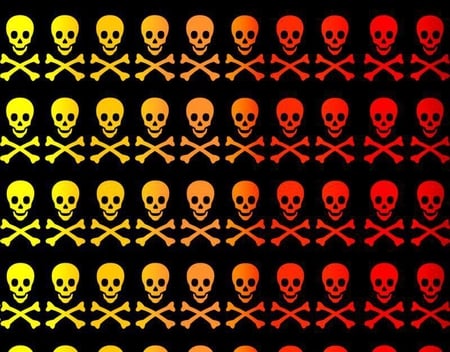 SKULL DANGER BONES - skull, scary, yellow, red, skull and cross bones, fantasy