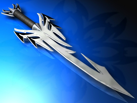 Stylish Sword - blade, design, blue, sword, weapon