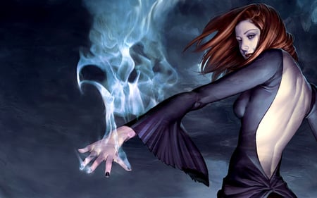 gothic witch - witch, black, hot, githic, smoke, dark