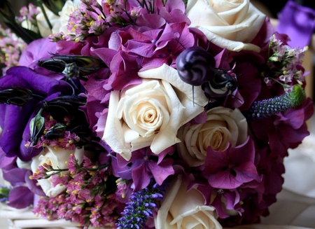 Beautiful bouquet - purple, roses, beautiful, bouquet, flowers