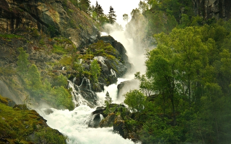 Mighty Water - trees, water, canyon, rivers