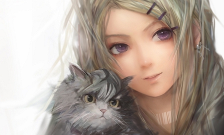 Anime Girl - girl, anime, cat, other