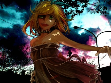 Dark Rin - kagamine rin, anime, volcaloid, classic, girl, new, wall