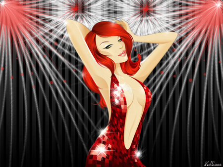 Hollie - woman, glamour, red, party, fantasy