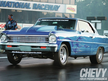 Nmca Pro Street Racing 1966 Chevy II - nova, lift, blue, gm