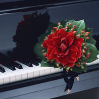 Red flower on piano