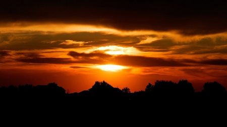 Dark Sunset - clouds, hills, scenery, landscape, sunset, mounts, nature, view, mounatins, sun, sky